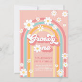 グルービーワンボホデイジーレインボー1st誕生日パーティー 招待状 (正面)