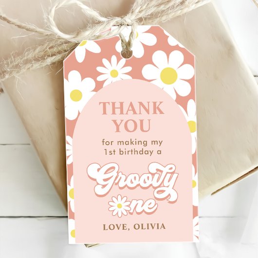 グルービーワン ボホ レトロ ダイシー 1歳誕生日パーティー ギフトタグ