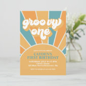 グルービーワン レトロボーイ ファーストバースデー 招待状 (スタンド正面)
