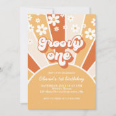 グルービーワン レトロ サンシャイン ダイシー ボヘミアンフラワル 招待状 (正面)