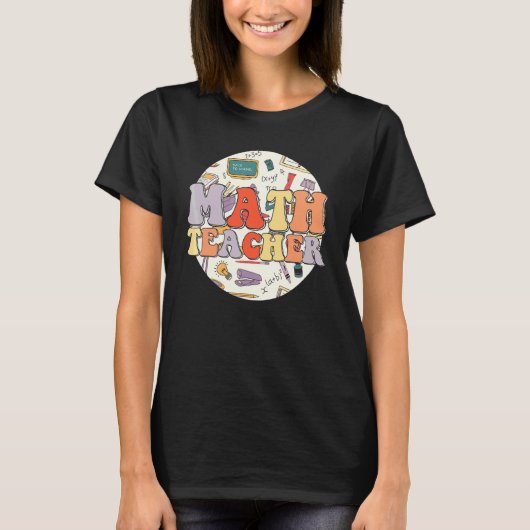 グルービー数学教師レトロな学校に戻る Tシャツ (正面)