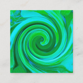 グルービー・アブストラクト・ターコイズ・リキッド・スワール絵画 スクエア名刺