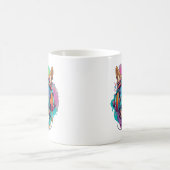 グルービー・カニン・バイブス : クールな犬とヘッドフォン コーヒーマグカップ (中央)