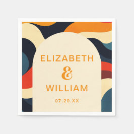 グルービー カラフル レトロ ウェーブ ボーホー ウェディング フォト スタンダードカクテルナプキン