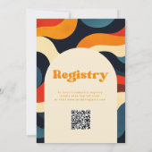 グルービー カラフル レトロ ウェーブ QR コード ブライダル シャワー 招待状 (裏面)