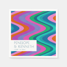 グルービー カラフル 緑 紫 レトロ 結婚式 オーダーメイド スタンダードカクテルナプキン