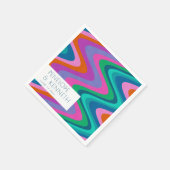 グルービー カラフル 緑 紫 レトロ 結婚式 オーダーメイド スタンダードカクテルナプキン (角)