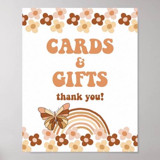 グルービー カード＆ギフト シャワー サイン ヒッピーレトロ (正面)