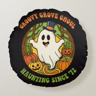 グルービー・グローヴ・グール・レトロ・ハロウィン ラウンドクッション