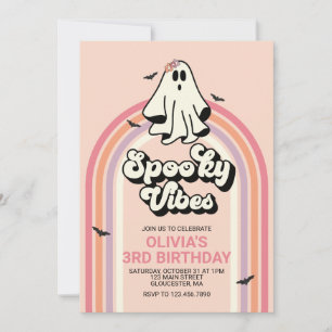 グルービー ゴースト レトロ ハロウィン スプーキー ヴィブス 誕生日 招待状