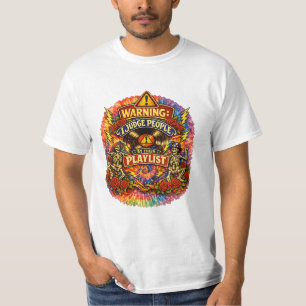 グルービー サイケデリックスカル&ローズ プレイリストTシャツ Tシャツ