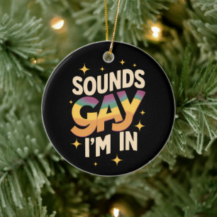 グルービー・サウンドはゲイだ 私はLGBTレインボー・プライドにいる  セラミックオーナメント