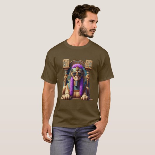 グルービー・スフィンクス: ファンキーなモダンツイストのファラオ Tシャツ (正面フル)