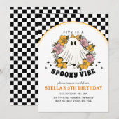 グルービー スプーキー ガール ハロウィン 誕生日 招待状 (正面/裏面)