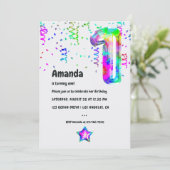 グルービー タイダイ バルーン 1歳の誕生日パーティー 招待状 (スタンド正面)