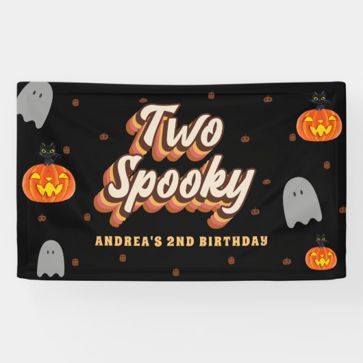 グルービー ツー スポッキー 2歳の誕生日 ハロウィン レトロ 70年代 横断幕 (横)