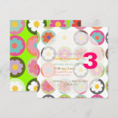 グルービー デイジー/ブライト シックスティーズ バースデー パーティー/DIY カラー 招待状 (正面/裏面)