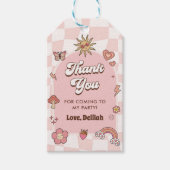 グルービー デイジー レトロ 1歳の誕生日パーティー ギフトタグ (正面)