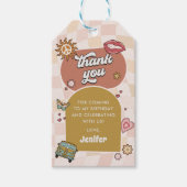 グルービー デイジー レトロ 1歳の誕生日パーティー ギフトタグ (正面)