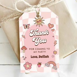 グルービー デイジー レトロ 1歳の誕生日パーティー ギフトタグ