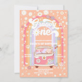 グルービー デイジー 1歳の誕生日招待状 招待状 (正面)