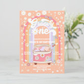 グルービー デイジー 1歳の誕生日招待状 招待状 (スタンド正面)