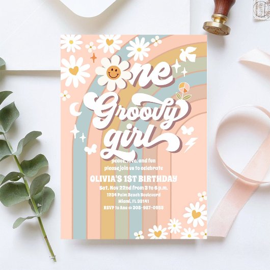 グルービー デイジー 1歳の誕生日招待状 招待状