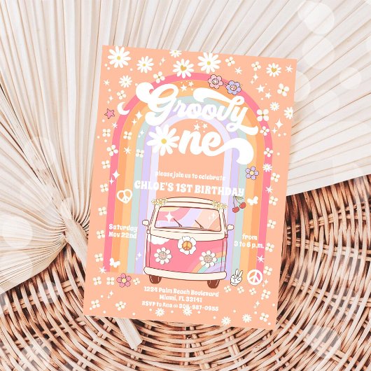 グルービー デイジー 1歳の誕生日招待状 招待状