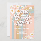 グルービー デイジー 1歳の誕生日招待状 招待状 (正面)