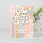 グルービー デイジー 1歳の誕生日招待状 招待状 (スタンド正面)