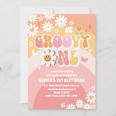 グルービー デイジー 1歳の誕生日招待状 招待状 (正面)