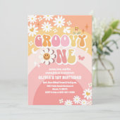 グルービー デイジー 1歳の誕生日招待状 招待状 (スタンド正面)
