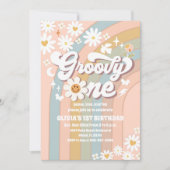 グルービー デイジー 1歳の誕生日招待状 招待状 (正面)