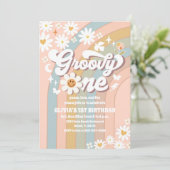 グルービー デイジー 1歳の誕生日招待状 招待状 (スタンド正面)