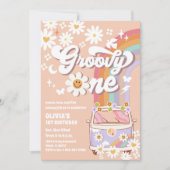 グルービー デイジー 1歳の誕生日招待状 招待状 (正面)