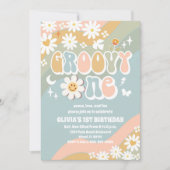 グルービー デイジー 1歳の誕生日 招待状 (正面)