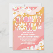 グルービー デイジー 1歳 誕生日 招待状 (正面)