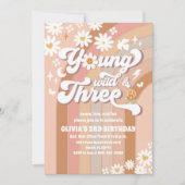 グルービー デイジー 3歳の誕生日お誘い状 招待状 (正面)