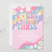 グルービー デイジー 3歳の誕生日招待状 招待状 (正面)