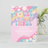 グルービー デイジー 3歳の誕生日招待状 招待状 (スタンド正面)