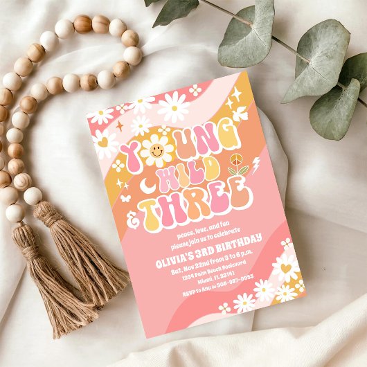 グルービー デイジー 3歳の誕生日招待状 招待状