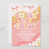 グルービー デイジー 3歳の誕生日招待状 招待状 (正面)