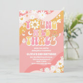 グルービー デイジー 3歳の誕生日招待状 招待状 (スタンド正面)