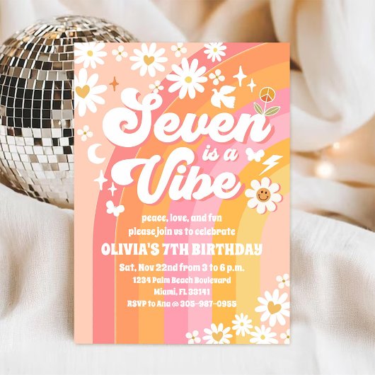 グルービー デイジー 7歳の誕生日招待状 招待状