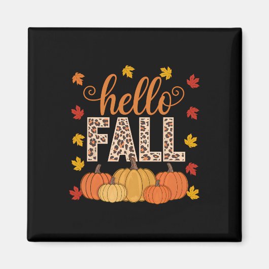 グルービー ハロー 秋 紅葉 かぼちゃ ヒョウ柄 マグネット (正面)