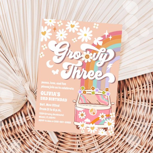 グルービー ヒッピーの誕生日招待状 招待状