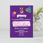 グルービー ヒッピーテーマの誕生日パーティー 招待状 (スタンド正面)
