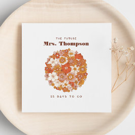 グルービー ヒッピーフラワー ピンクオレンジ ブライダルシャワー スタンダードランチョンナプキン