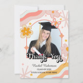 グルービー ヒッピー フラワーフォト 卒業お礼カード 招待状 (正面)