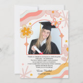 グルービー ヒッピー フラワーフォト 卒業お礼カード 招待状 (裏面)